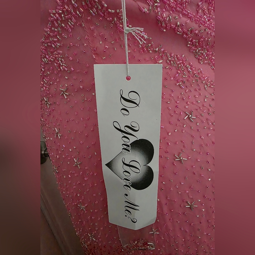 Pink Ombre Beaded A-line Halter Evening Gown - Picture 9 of 10